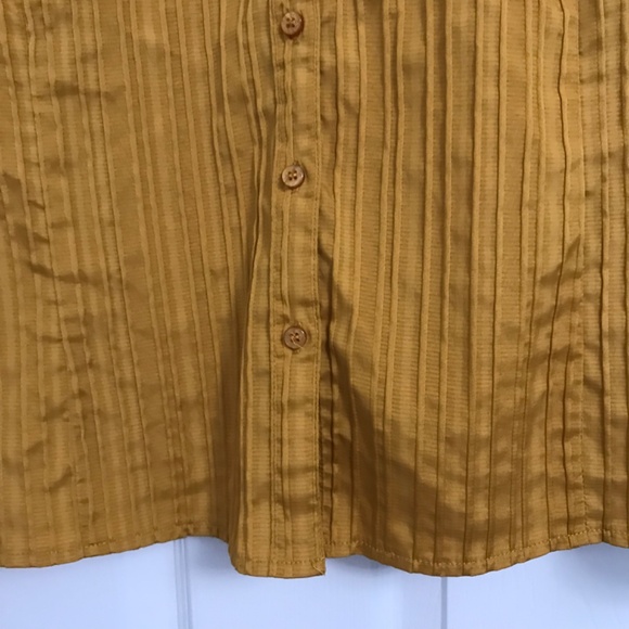 Laura Petites Button Down Collar Long Sleeve Top S Blouse Mustard Yellow Gold - Picture 5 of 12
